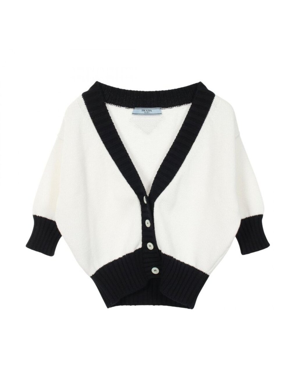 Prada Cardigan V-neck Cropped Cotton